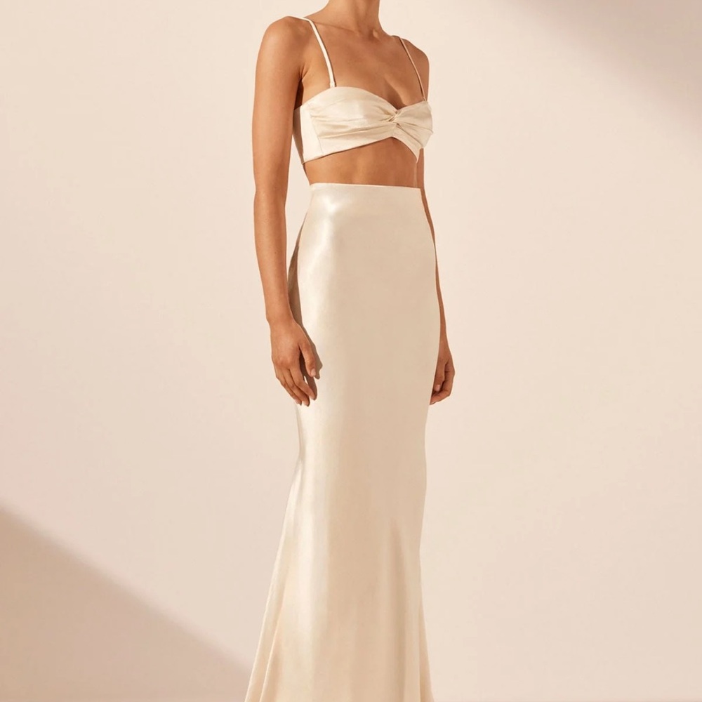 COPY - Shona Joy La Lune High Waist Maxi skirt Cream US 4 Worn Once bridal